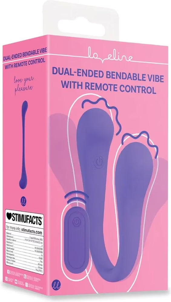 Dual-ended Bendable Vibe with Remote Control - Purple