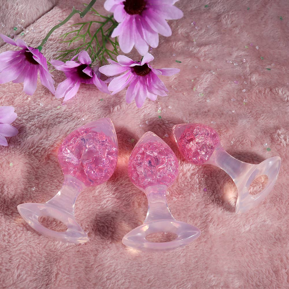 Heart-shaped Crystal Anal Plug - Pink: M: 3.9cm