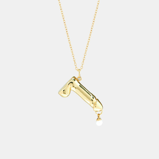 PEARL DRIP DICK GOLD PENDANT NECKLACE