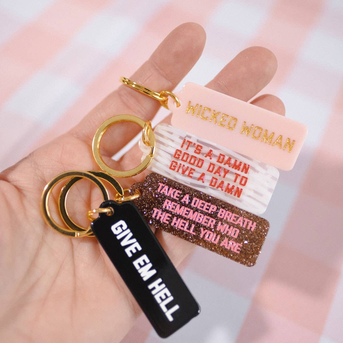 Take a Deep Breath Glitter Rectangle Keychain
