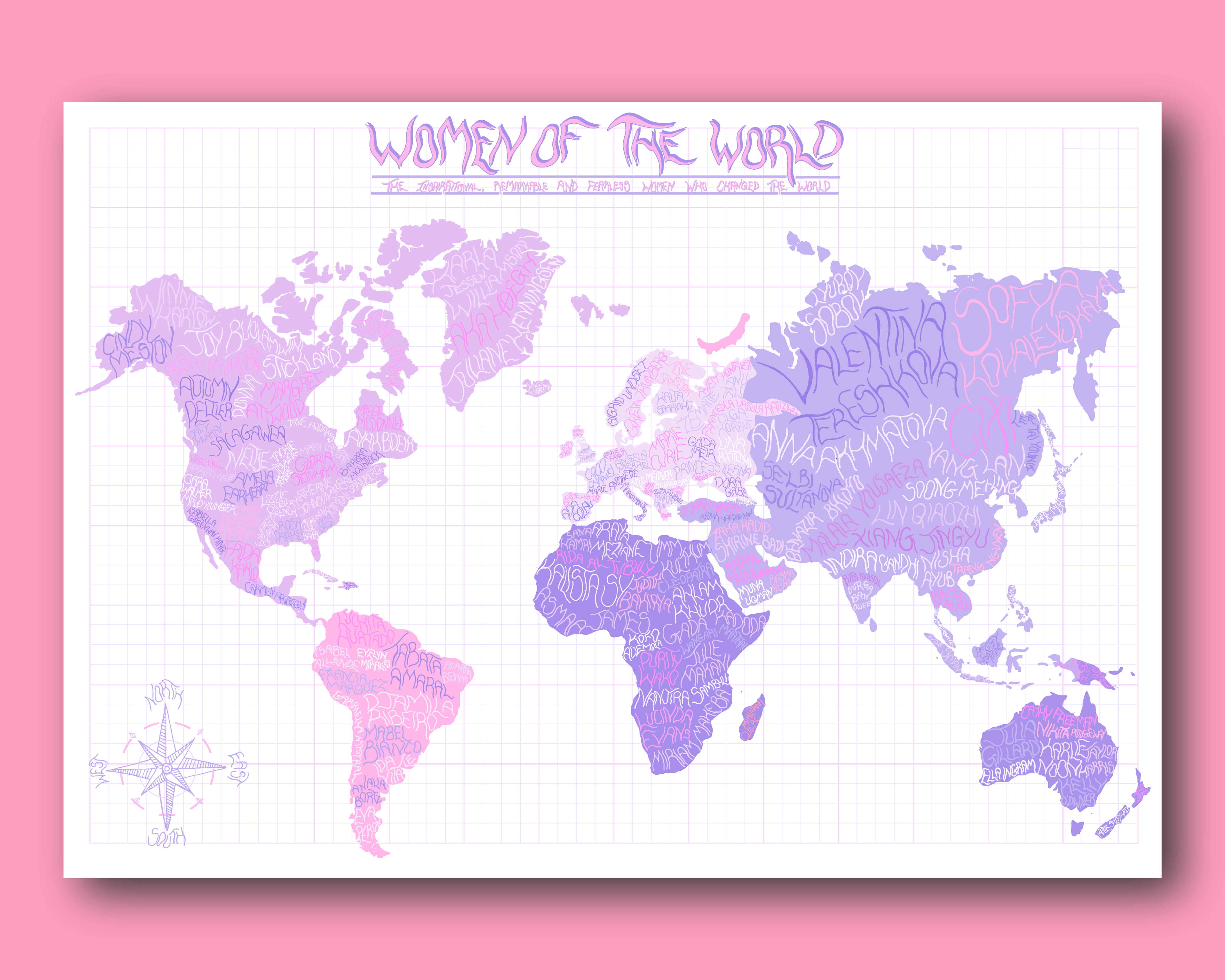 Women of the World Map purple!: A3