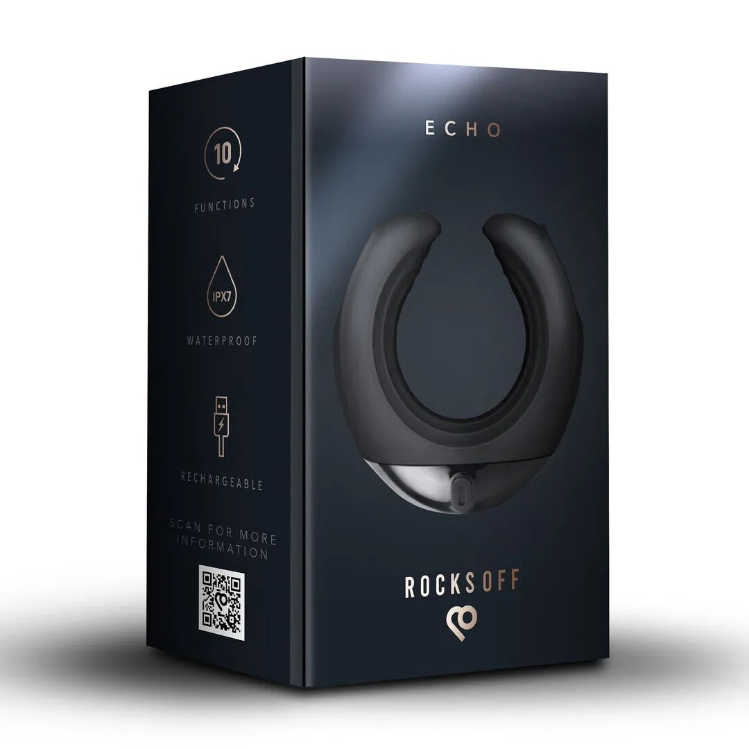 "Echo" Vibrating C-Shape Masturbator Black