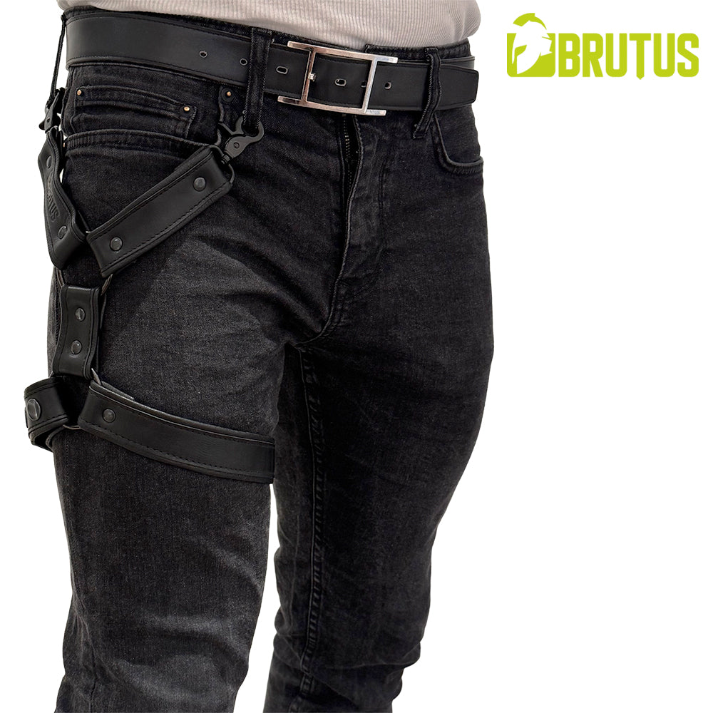 BRUTUS Leather Leg Harness Black-Black