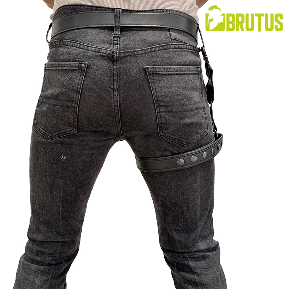 BRUTUS Leather Leg Harness Black-Black