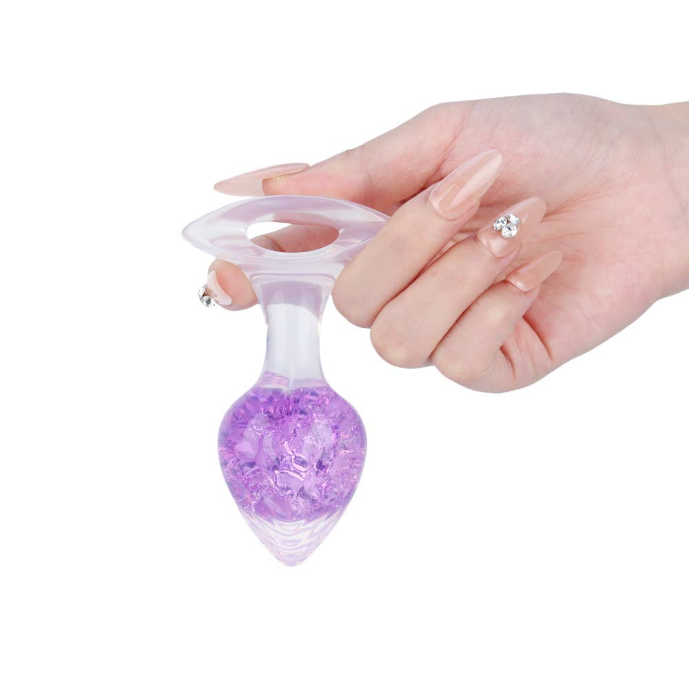 Heart-shaped Crystal Anal Plug - Purple: M: 3.9cm