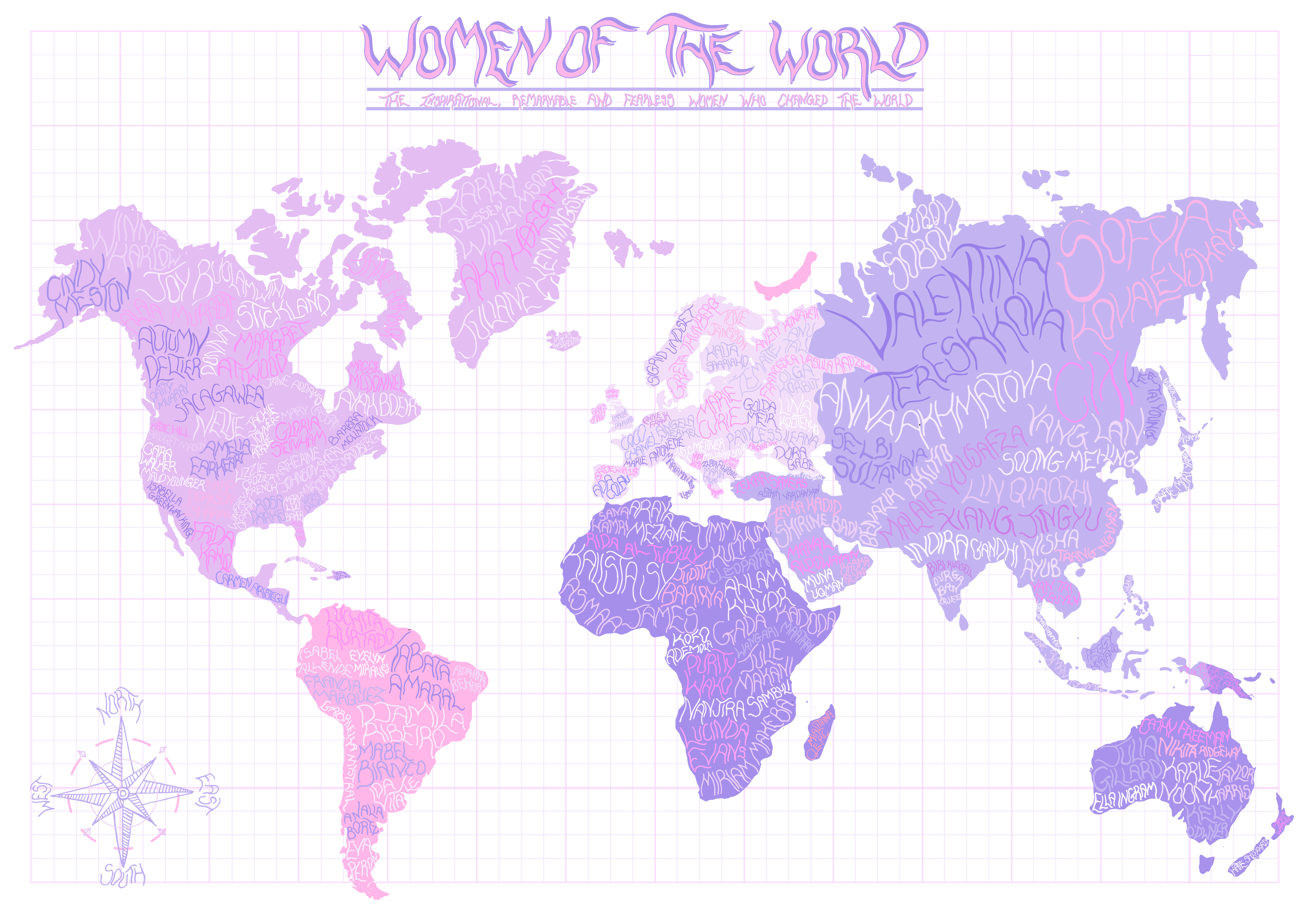 Women of the World Map purple!: A3