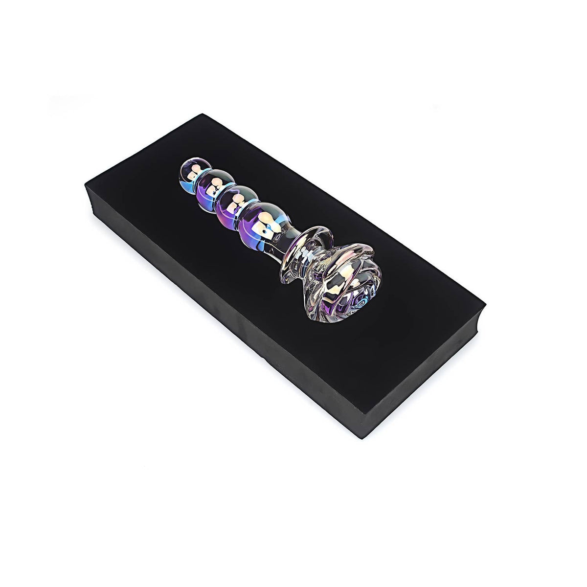 Liebe Seele Chroma Iridescent Sensual Glass Anal Butt Plug - Rose beads chroma