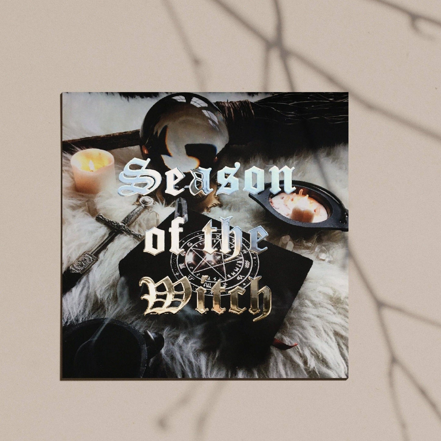 Season of the Witch Silver Foil Postcard Print: Dark Background Image