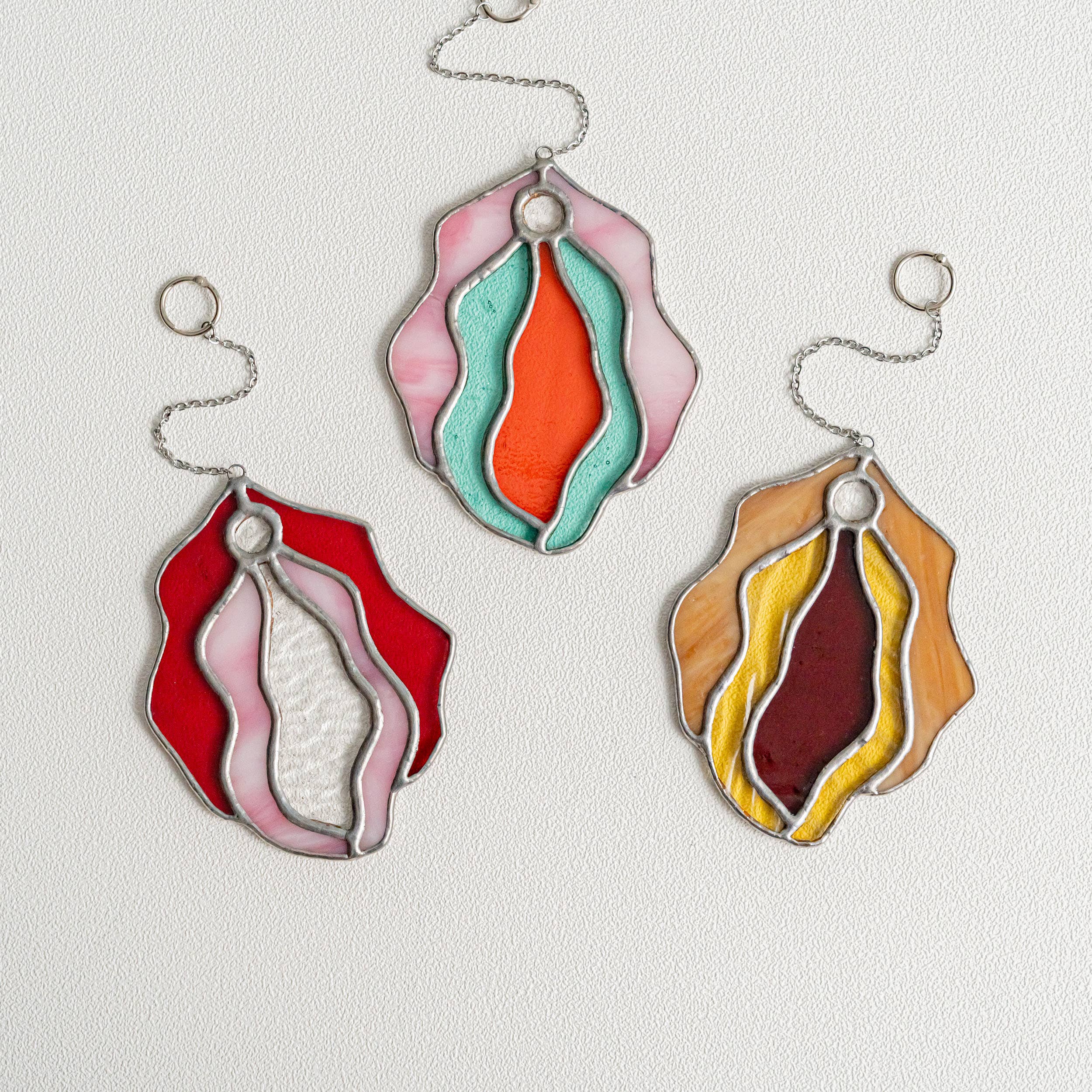 Stained Glass Vulva - Red / Pink / Clear