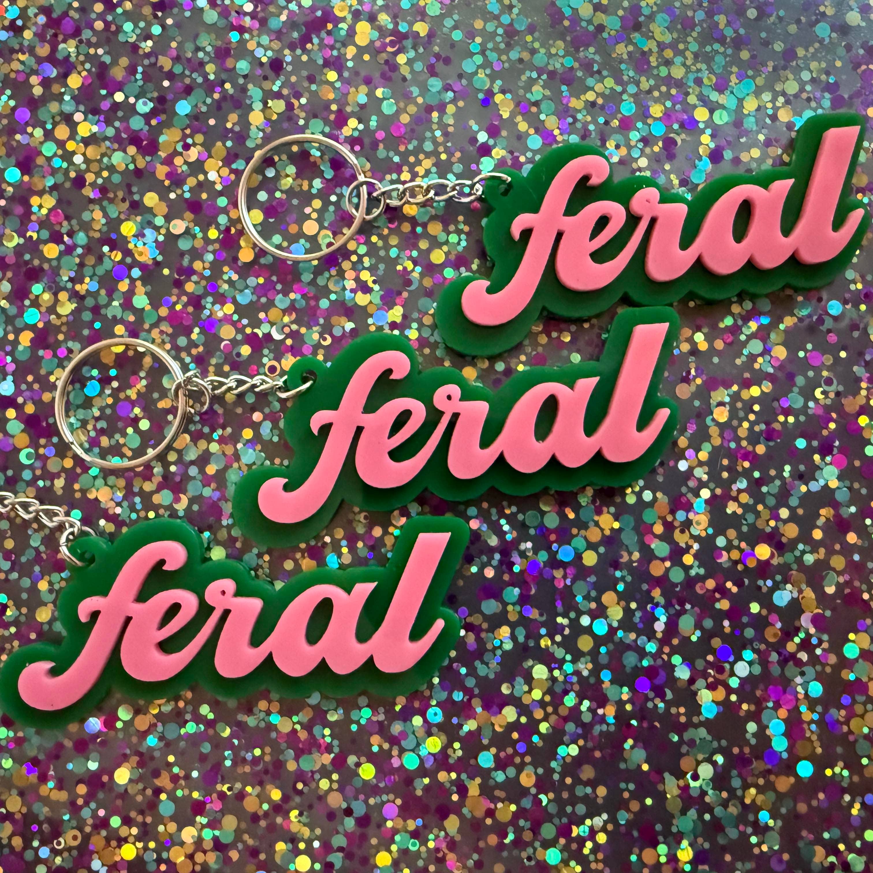 Feral Keychain (Pink / Green)