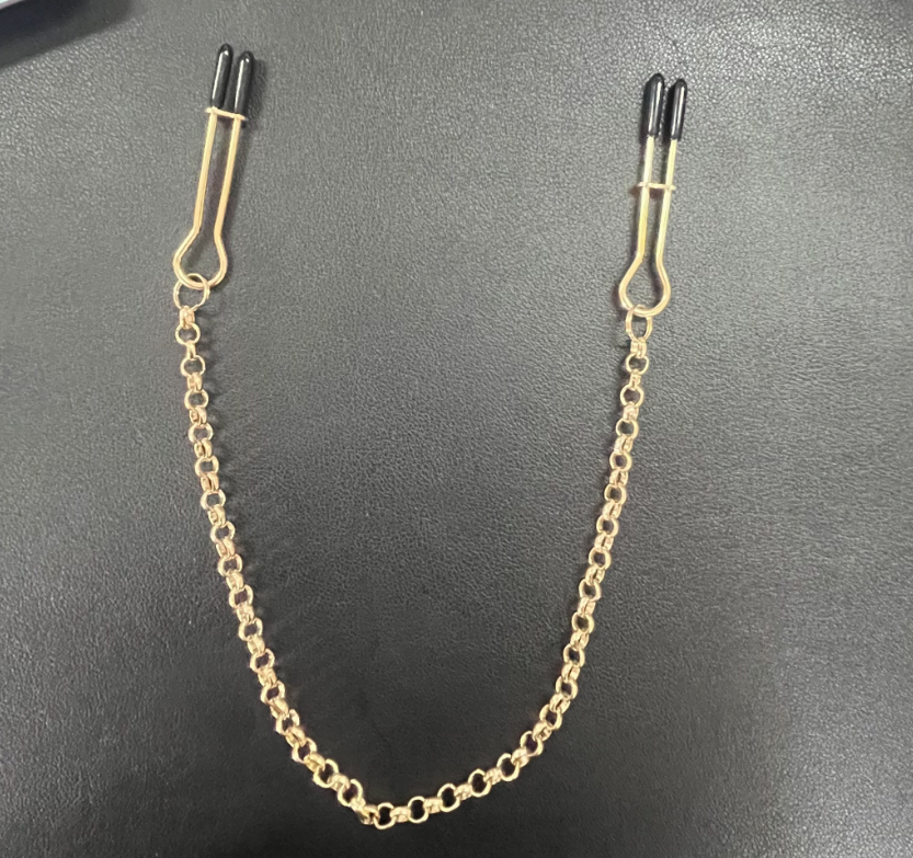 U shape Tweezer Nipple Clamps with Chain: Silver