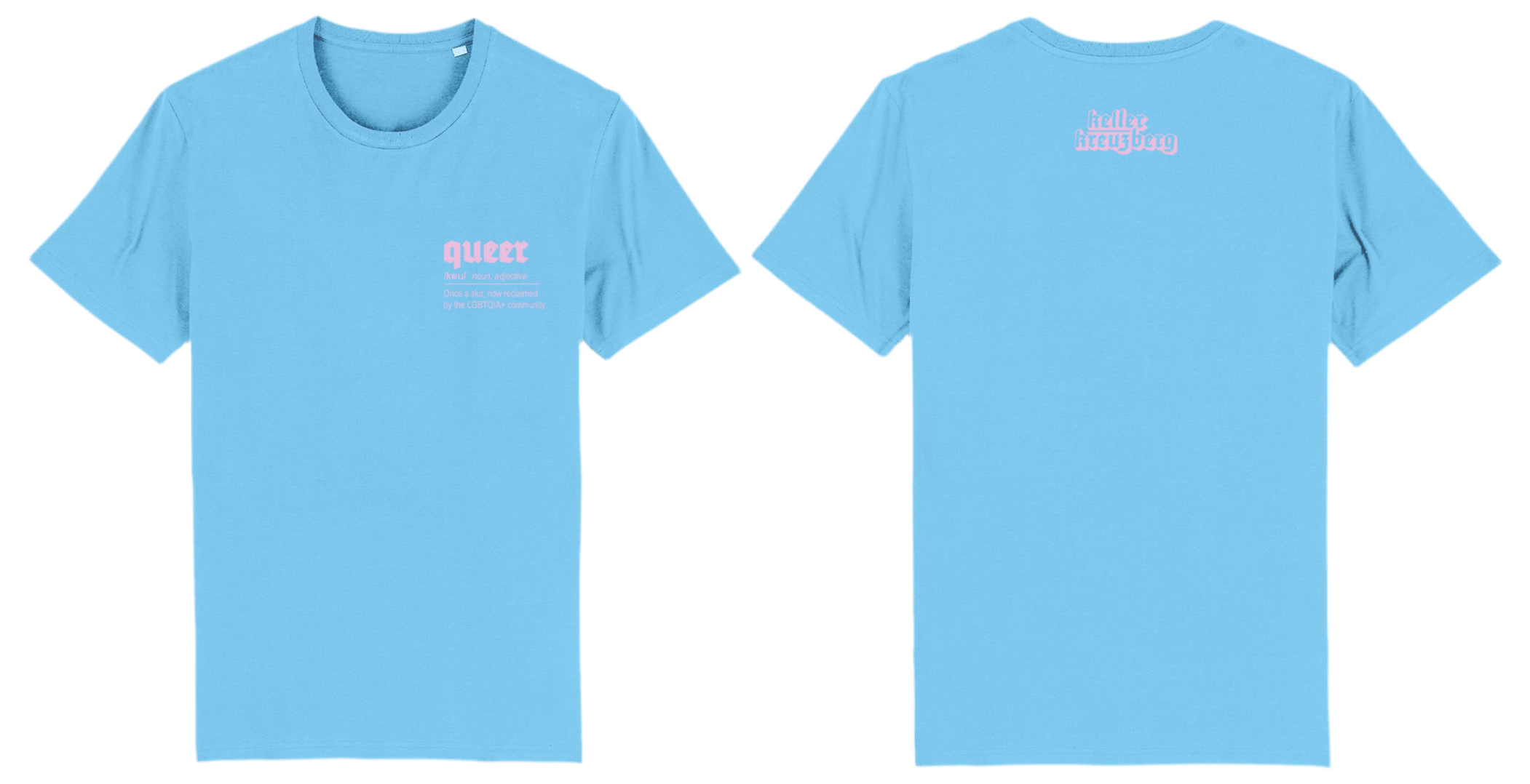 QUEER Keller Kreuzberg T-shirt Blue and Baby Pink