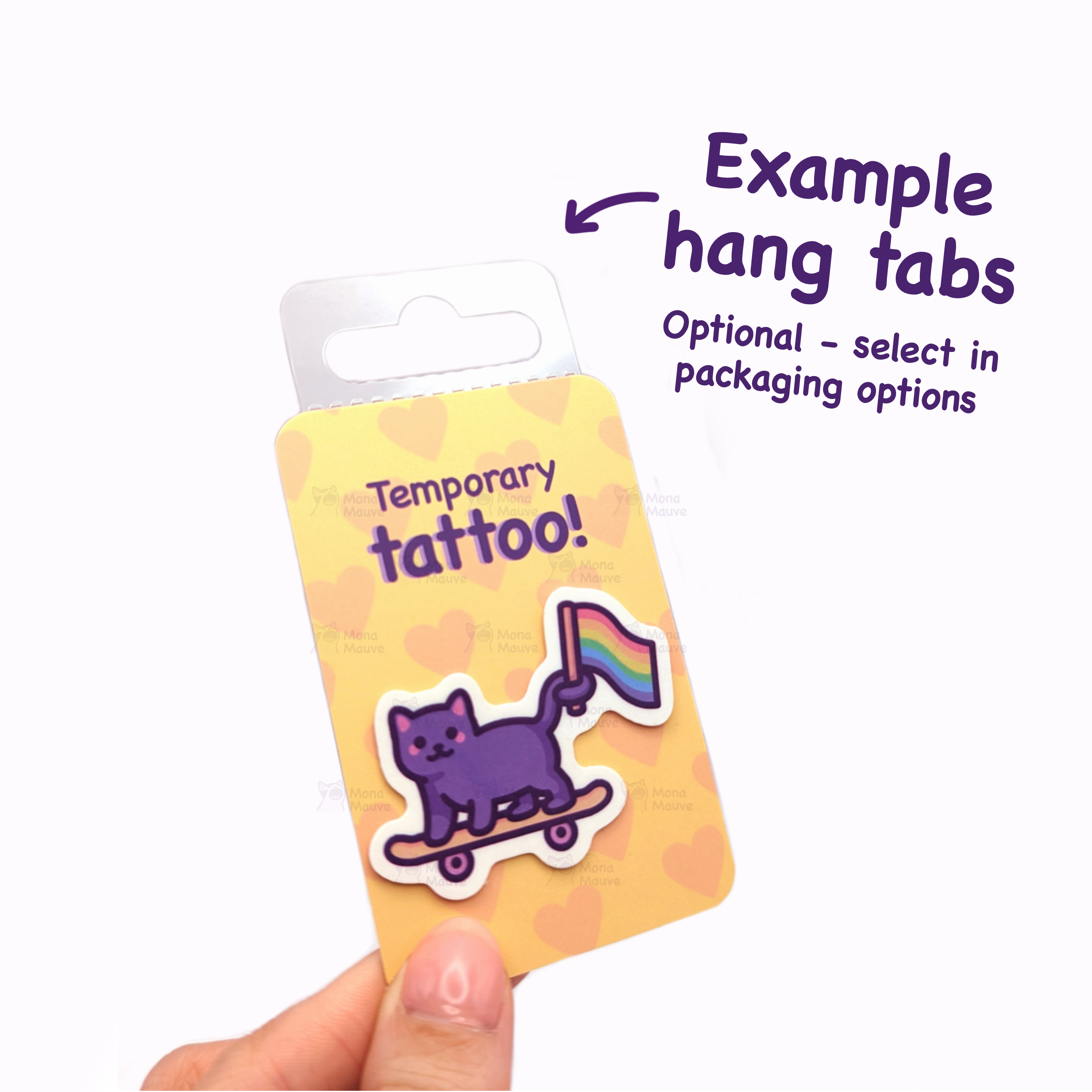 LGBTQ+ Pride Cat Temporary Tattoo: Add hang tabs