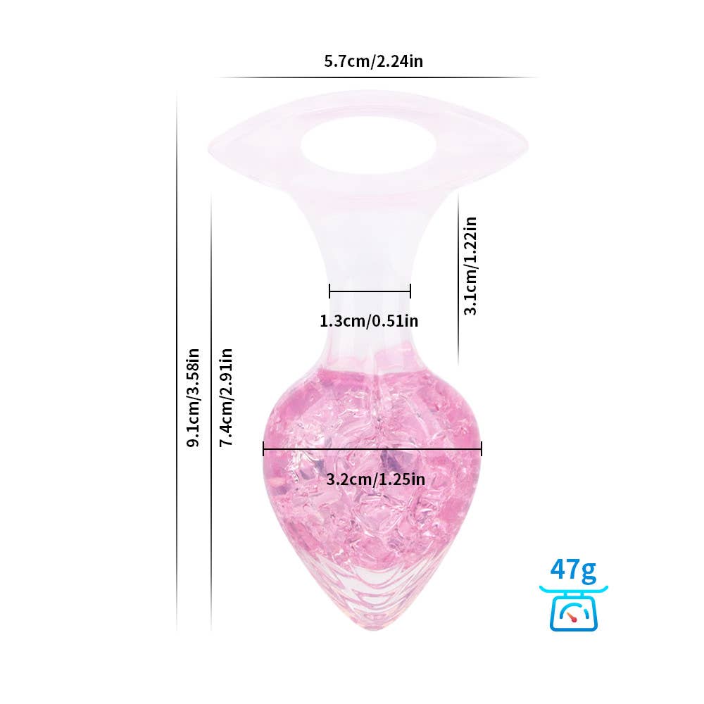 Heart-shaped Crystal Anal Plug - Pink: L: 4.5cm