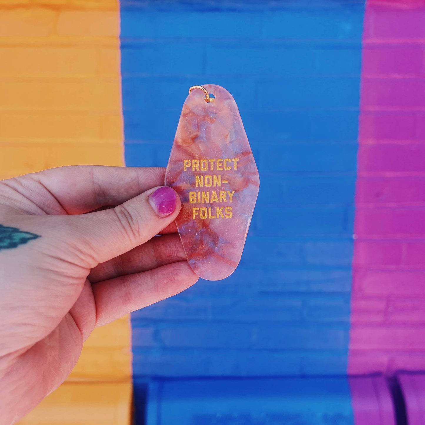 Protect Non-Binary Folks Motel Keychain