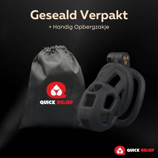 Quick Relief Elite Lock™ Nano - Chastity cage with 4 ring sizes