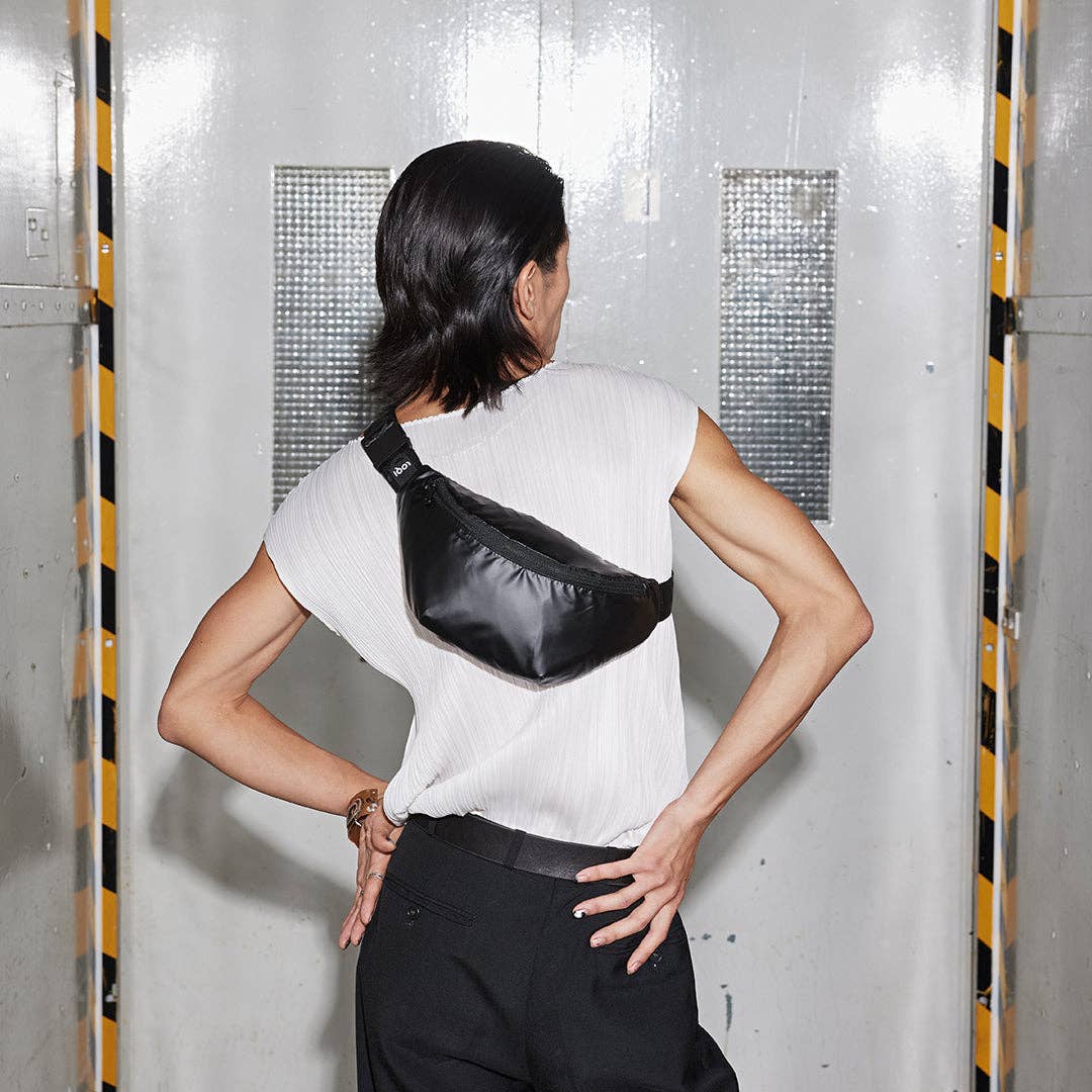 METALLIC Black Bumbag