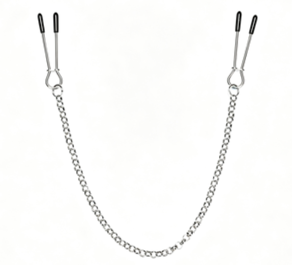 U shape Tweezer Nipple Clamps with Chain: Silver