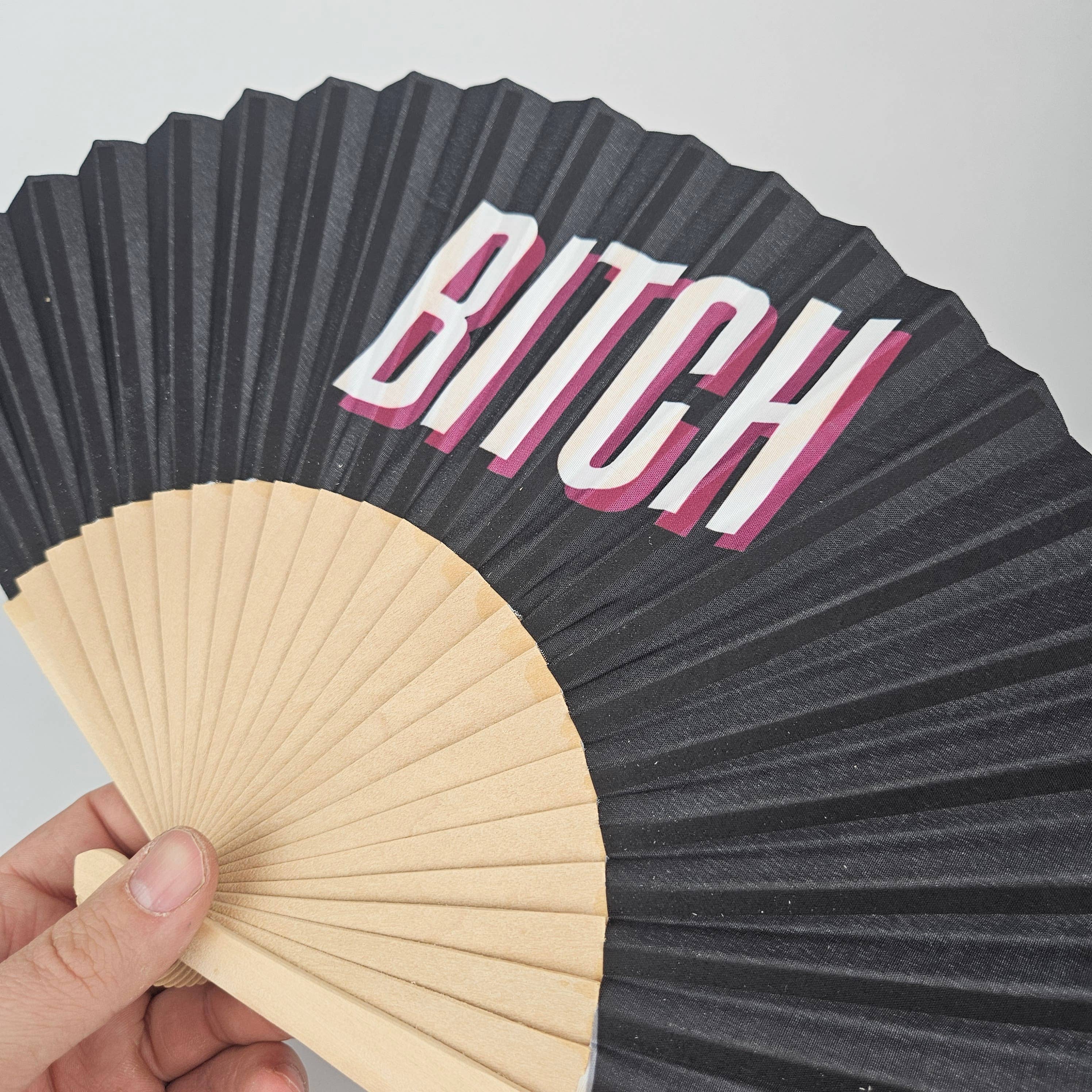 Small Folding Wood Hand Fan – Bitch