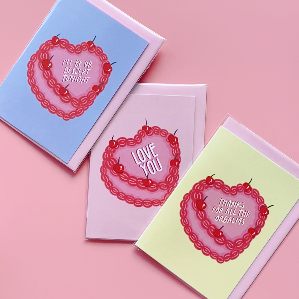 Orgasms cake greeting card: Double