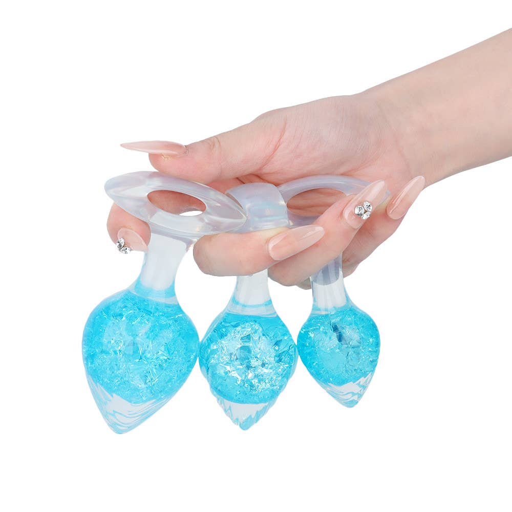 Heart-shaped Crystal Anal Plug - Blue: L: 4.5cm