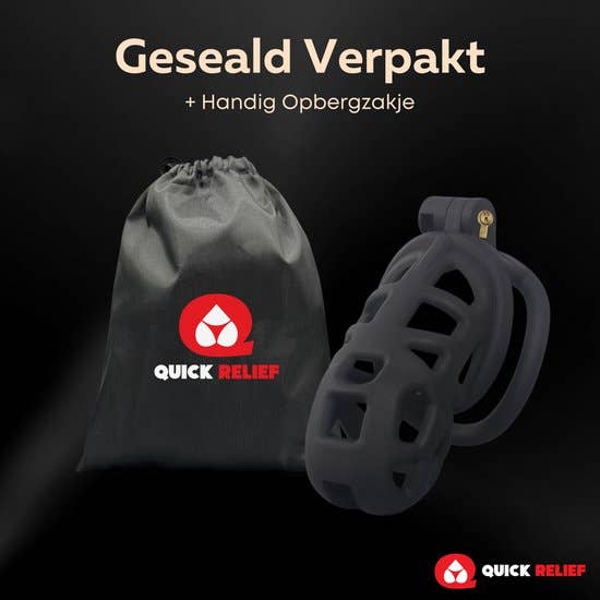 Quick Relief Elite Lock™ Medium - Chastity cage with 4 ring sizes