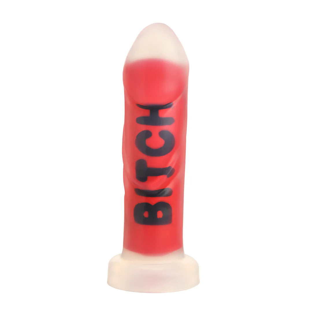 BITCH Silicone Dildo Clear/Red/Black