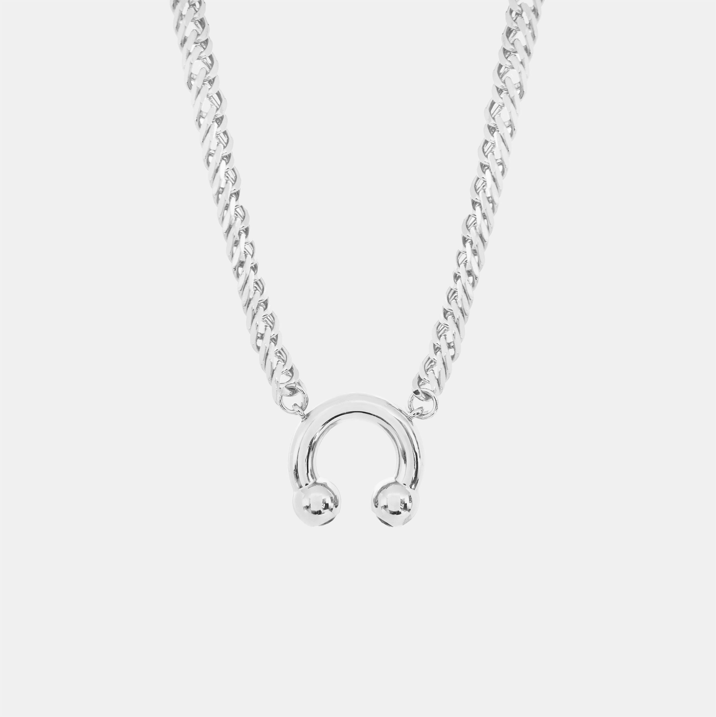 PRINCE ALBERT SILVER PENDANT CHUNKY NECKLACE