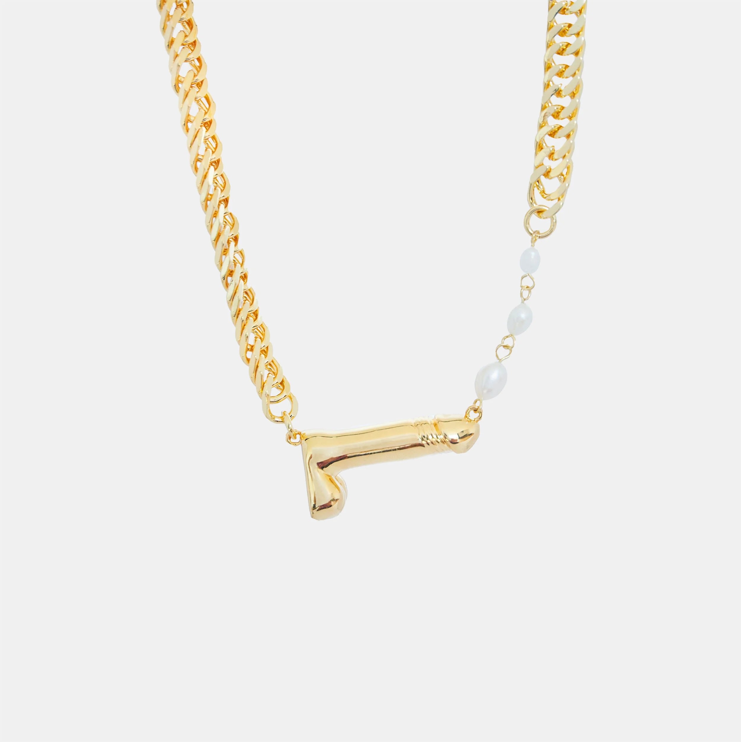PEARL SHOOTER DICK CHUNKY PENDANT NECKLACE
