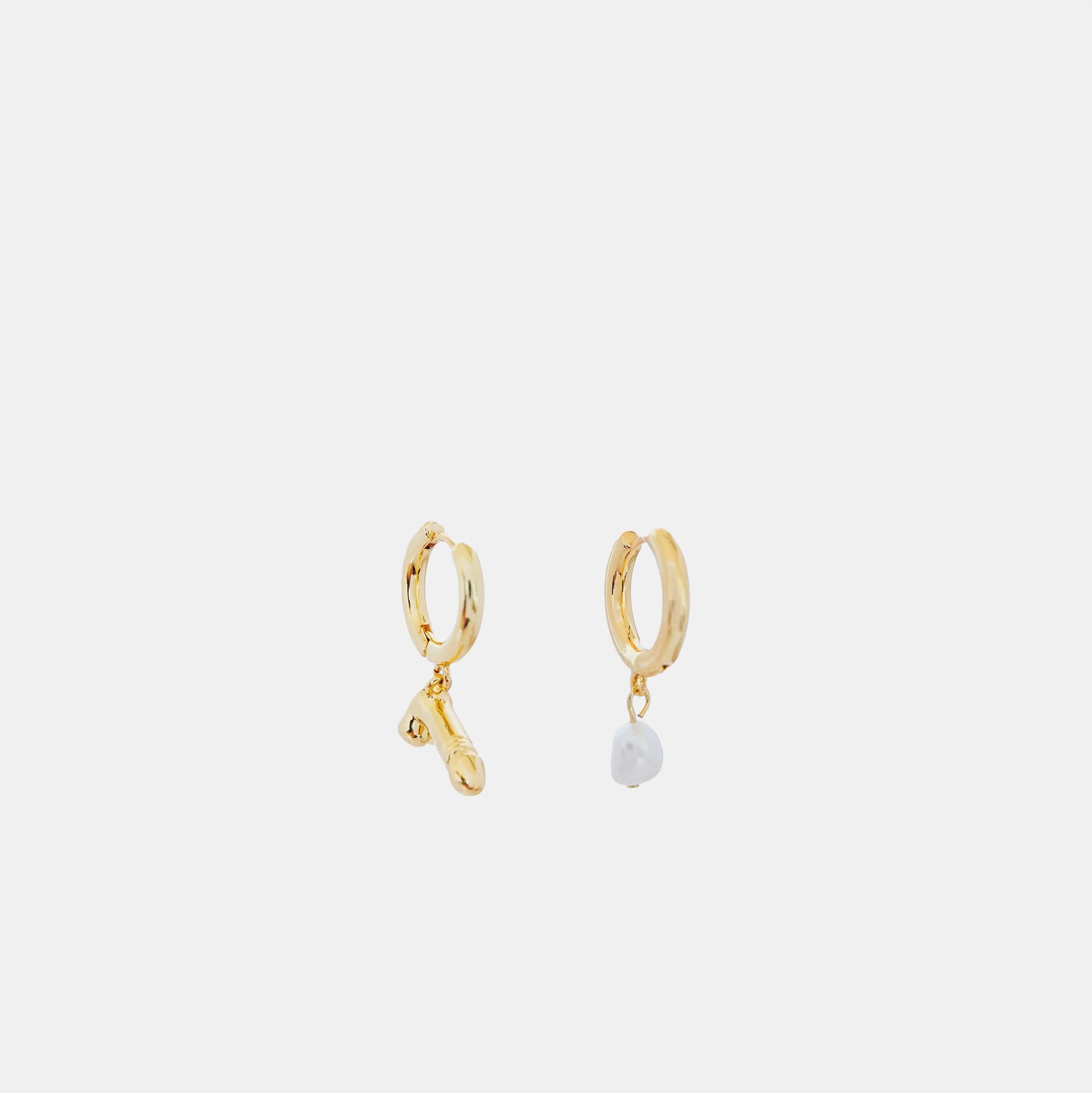 PEARL DRIP AND DICK DROP HOOP EARRINGS (Set)