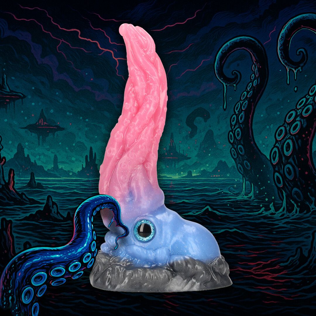 "Kraken's Lick" Silicone Dildo Blue/Red