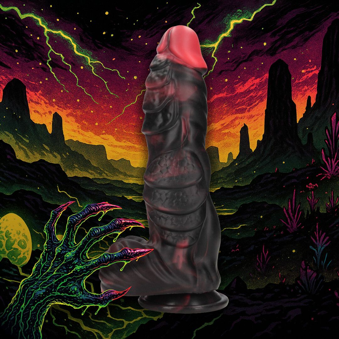 "Infernal Demon" Silicone Dildo Red/Black