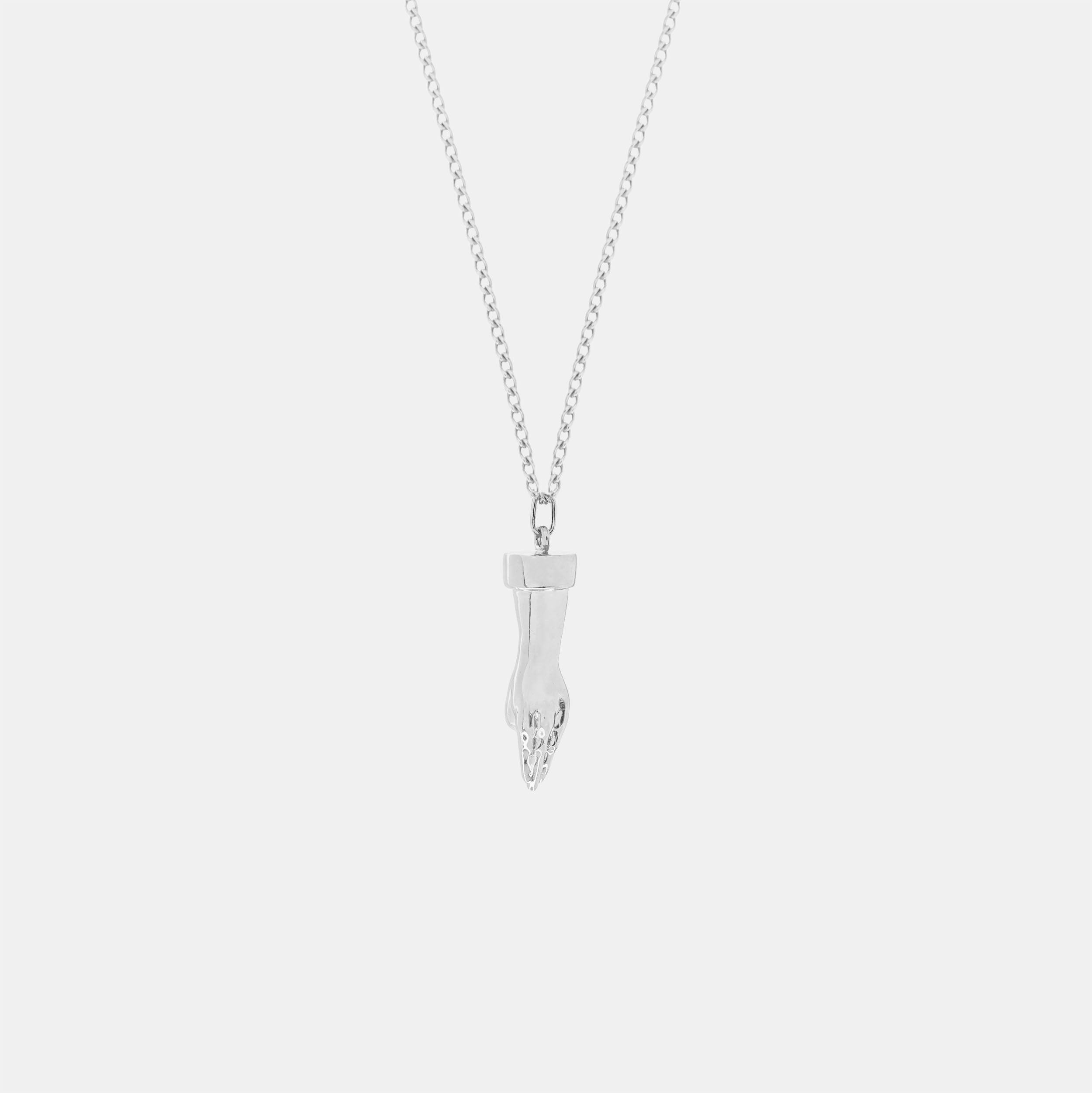 FISTING FRIEND SILVER PENDANT NECKLACE