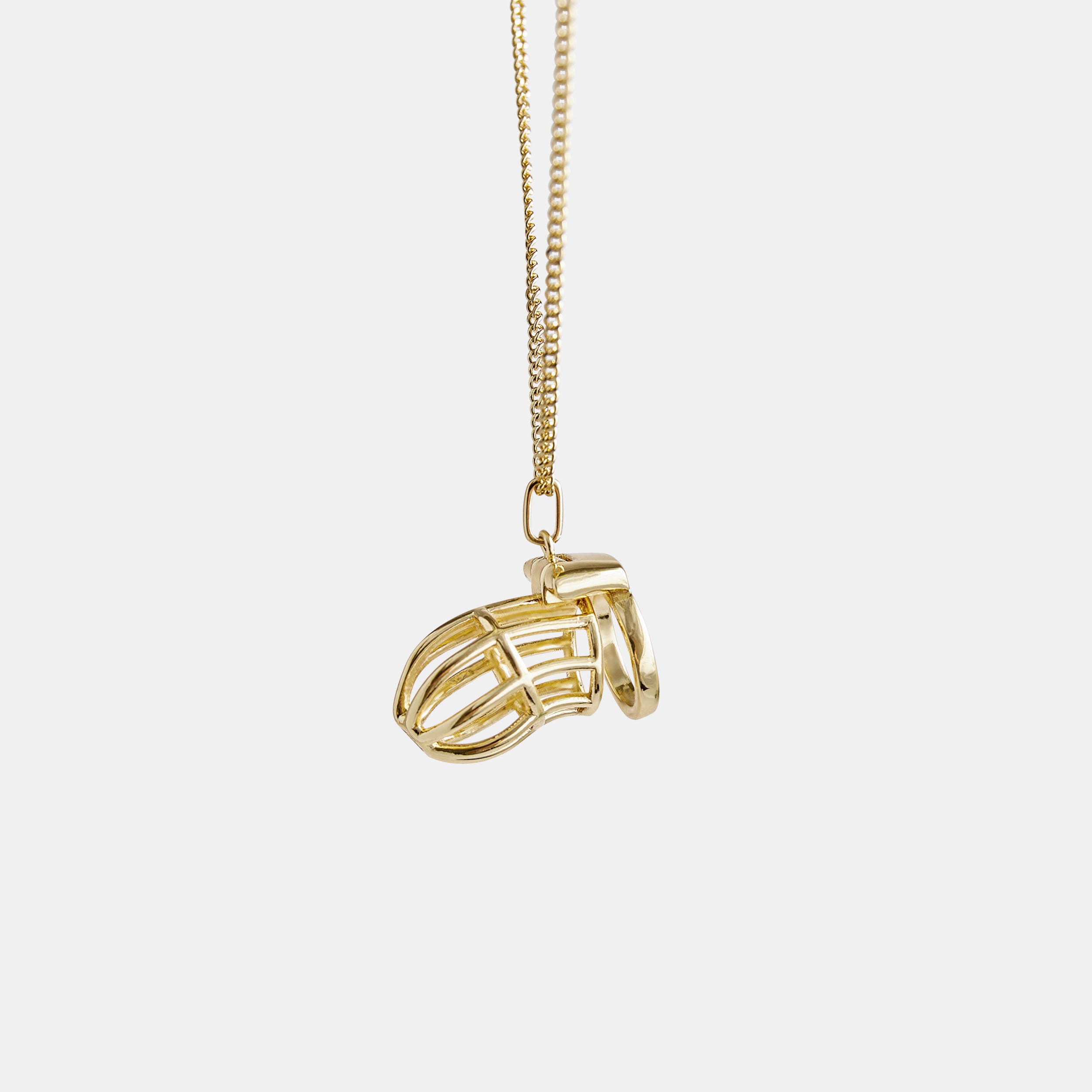 COCK CAGE CHASTITY PENDANT (Silver & Gold)