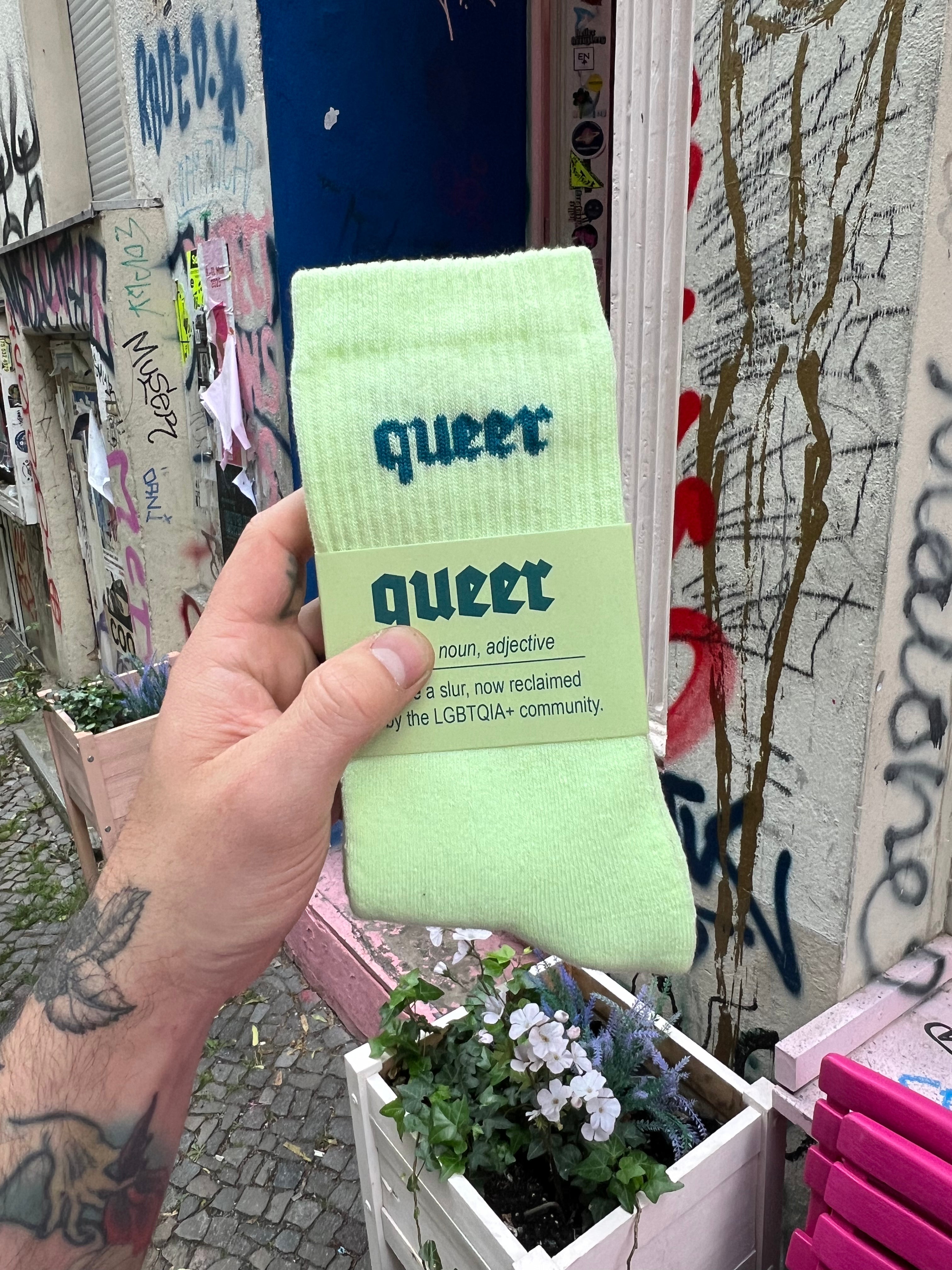 QUEER Socks - Lime Sorbet / Petrol