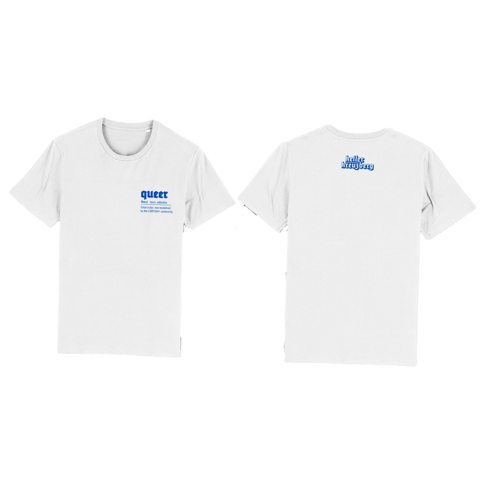 QUEER Keller Kreuzberg T-shirt White & Cobalt Blue