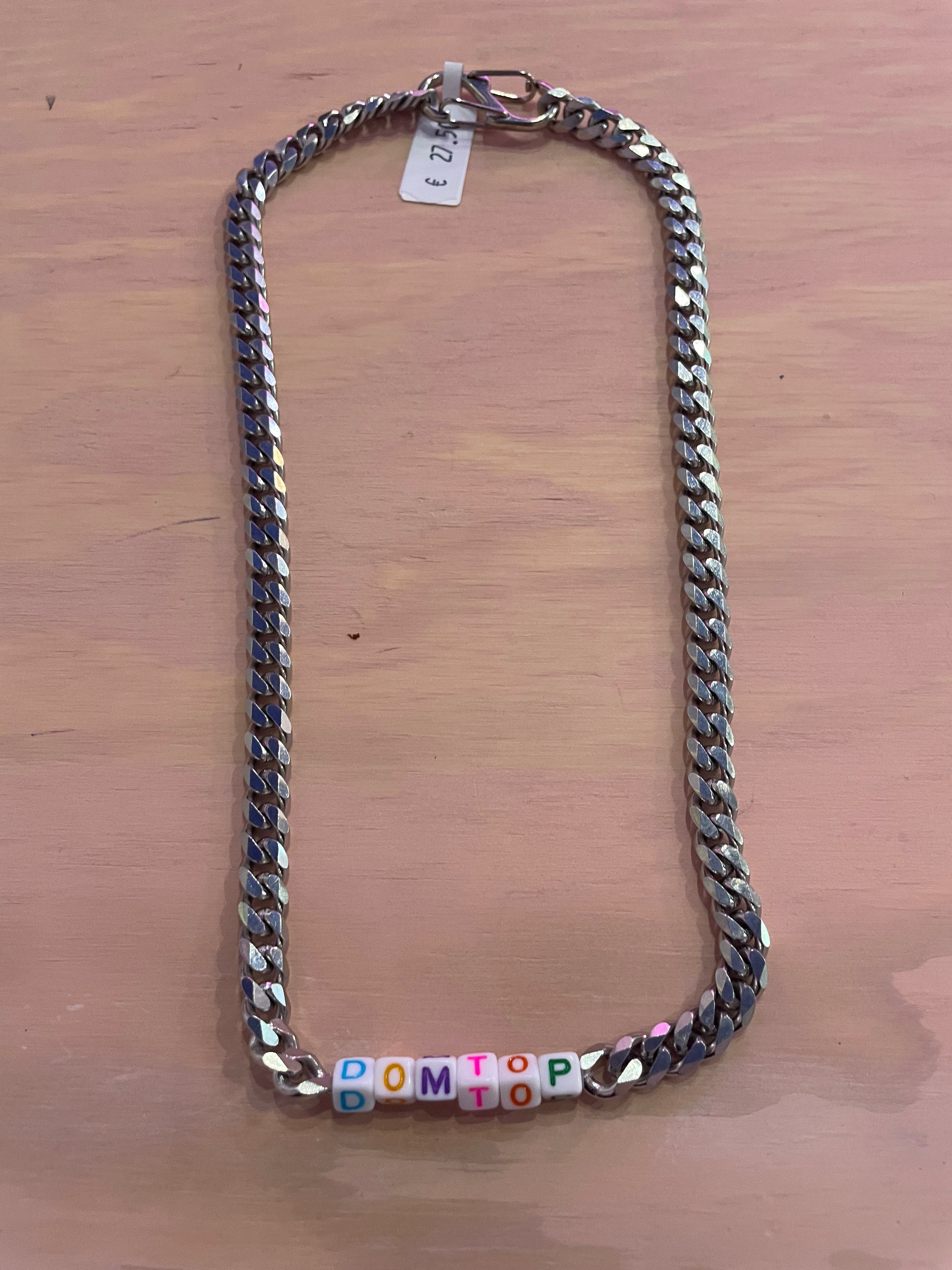 Word Beads Necklace thick chain