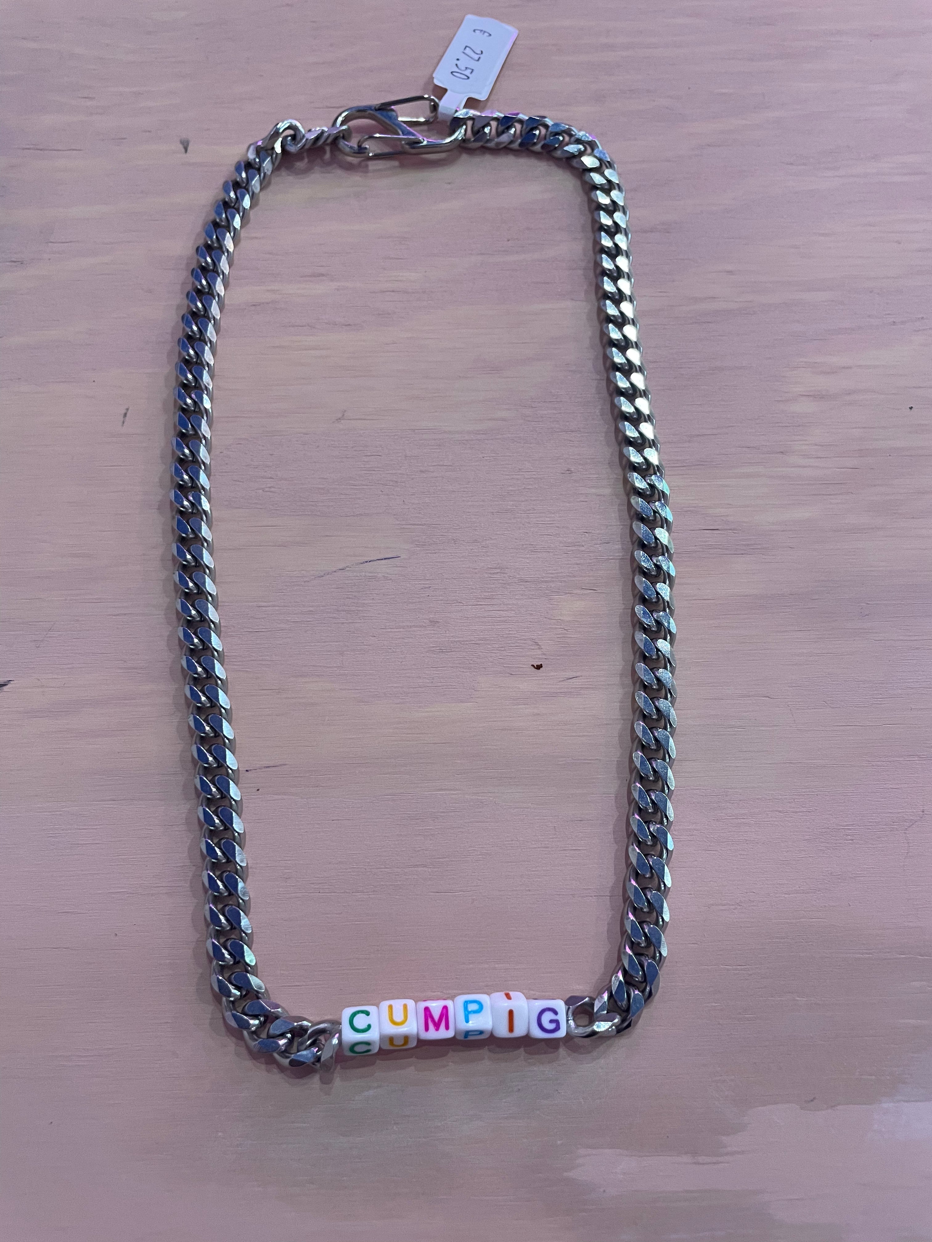 Word Beads Necklace thick chain