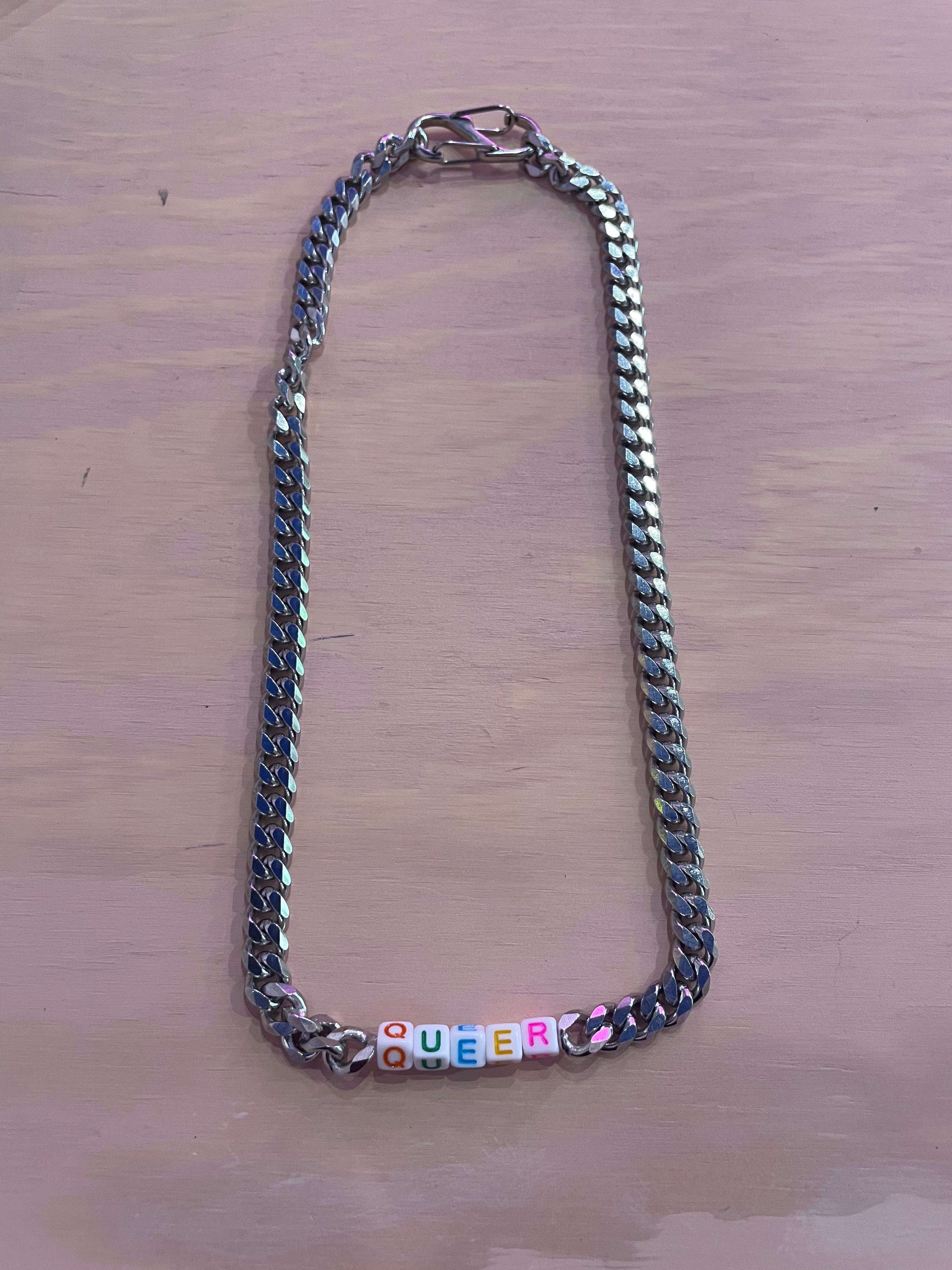 Word Beads Necklace thick chain