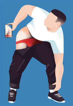 Josh McKenna - Butt Selfie 2 (Blue) Print A3