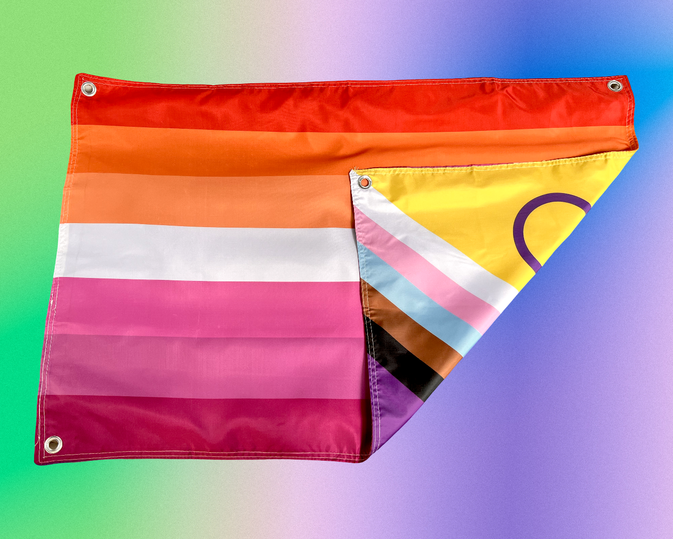 Double-sided Pride Flag "Progressive/Lesbian" 60x90 cm