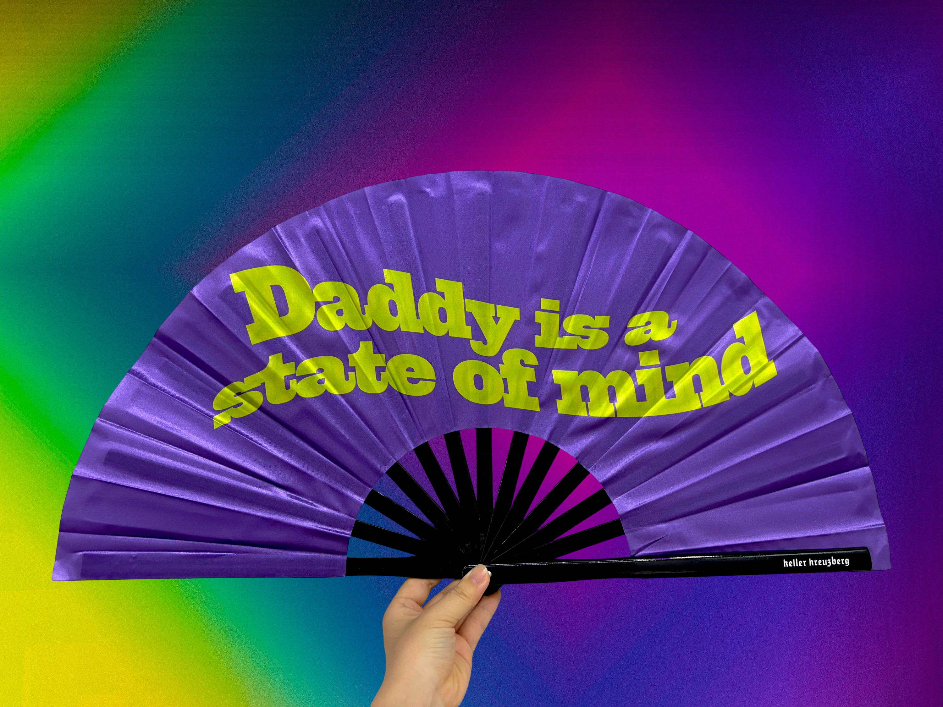 KK Fan "Daddy is a state of mind" Purple/Lime