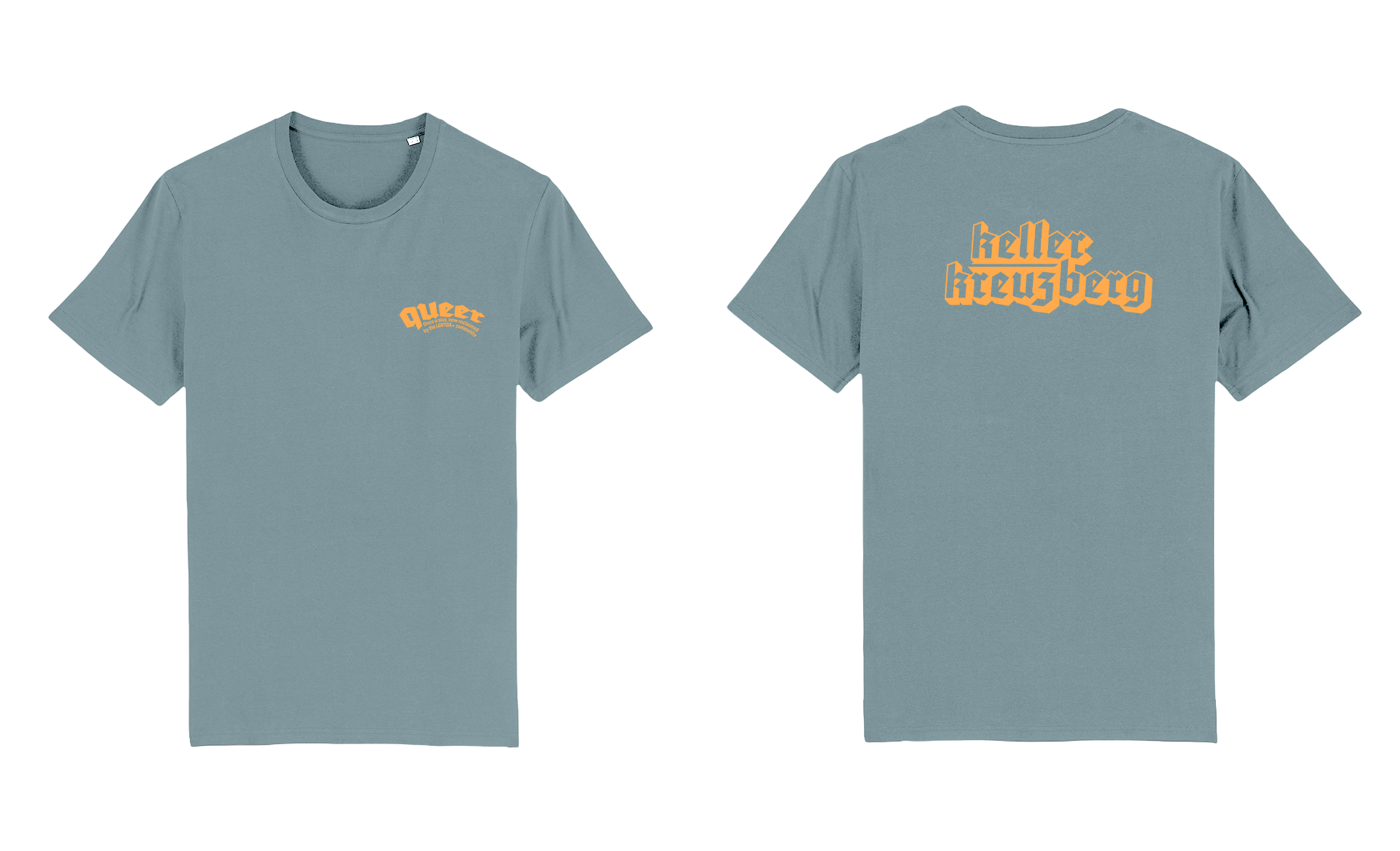 KK Tee "Queer 2.0" Mineral Blue/Neon Orange