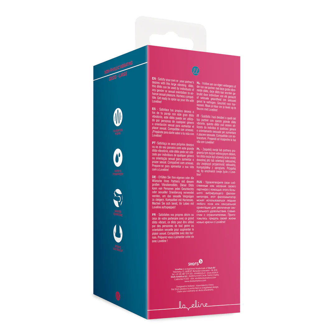 Non-Phallic Vibrating Dildo Large Raspberry Red