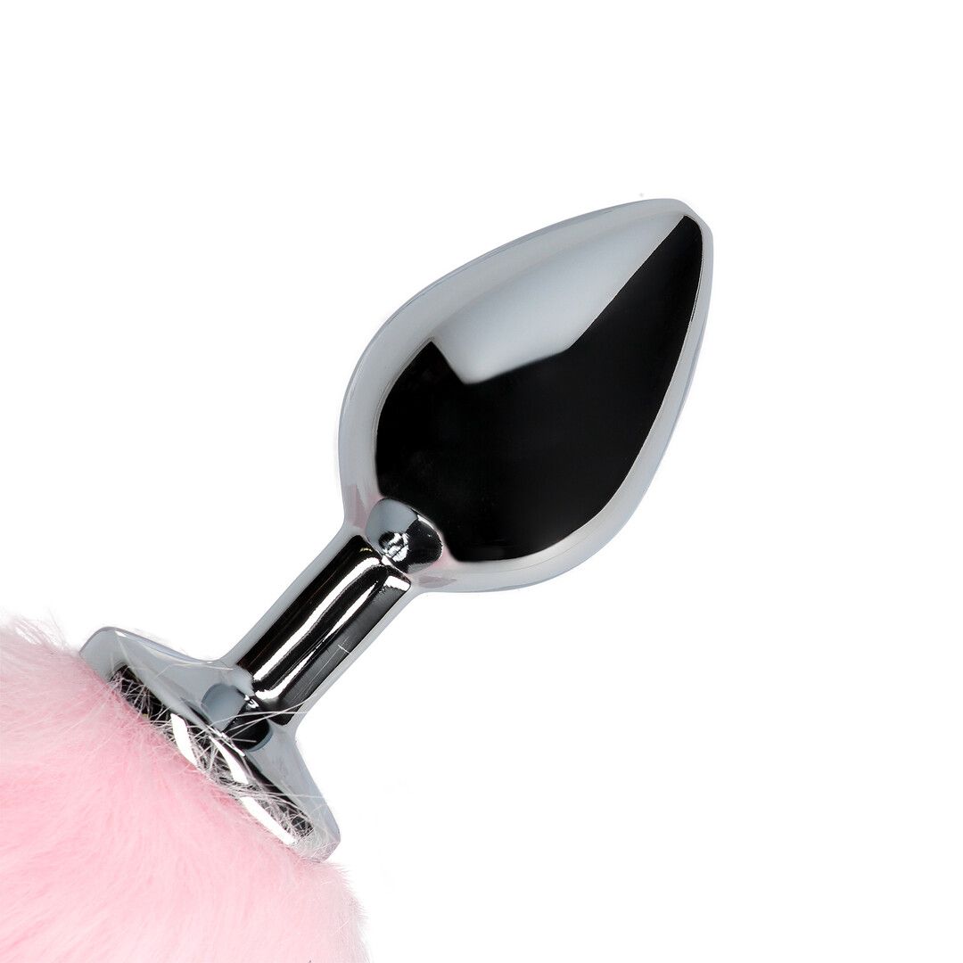 Fluffy Light-up Fox Tail with Metal Butt Plug Pink