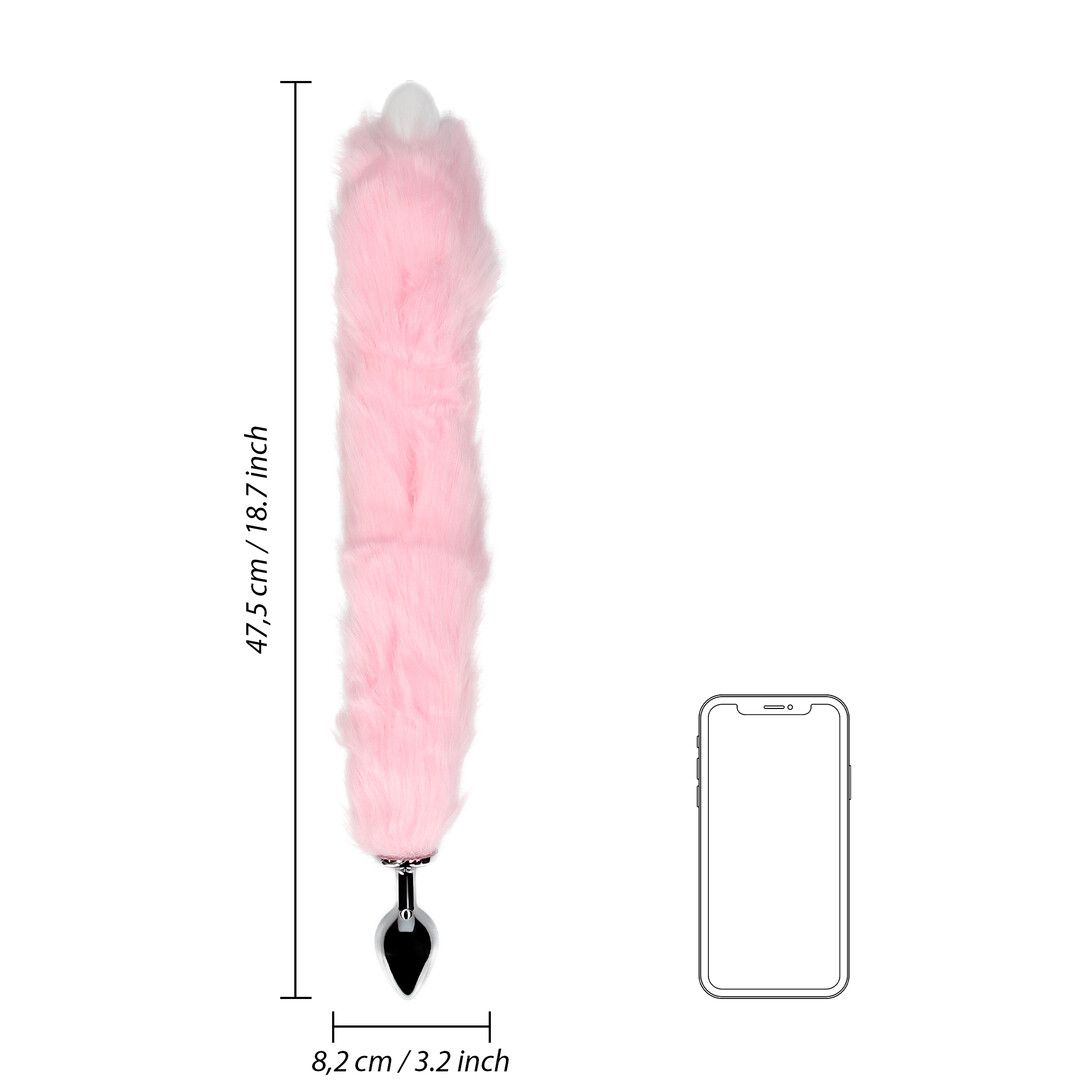Fluffy Light-up Fox Tail with Metal Butt Plug Pink