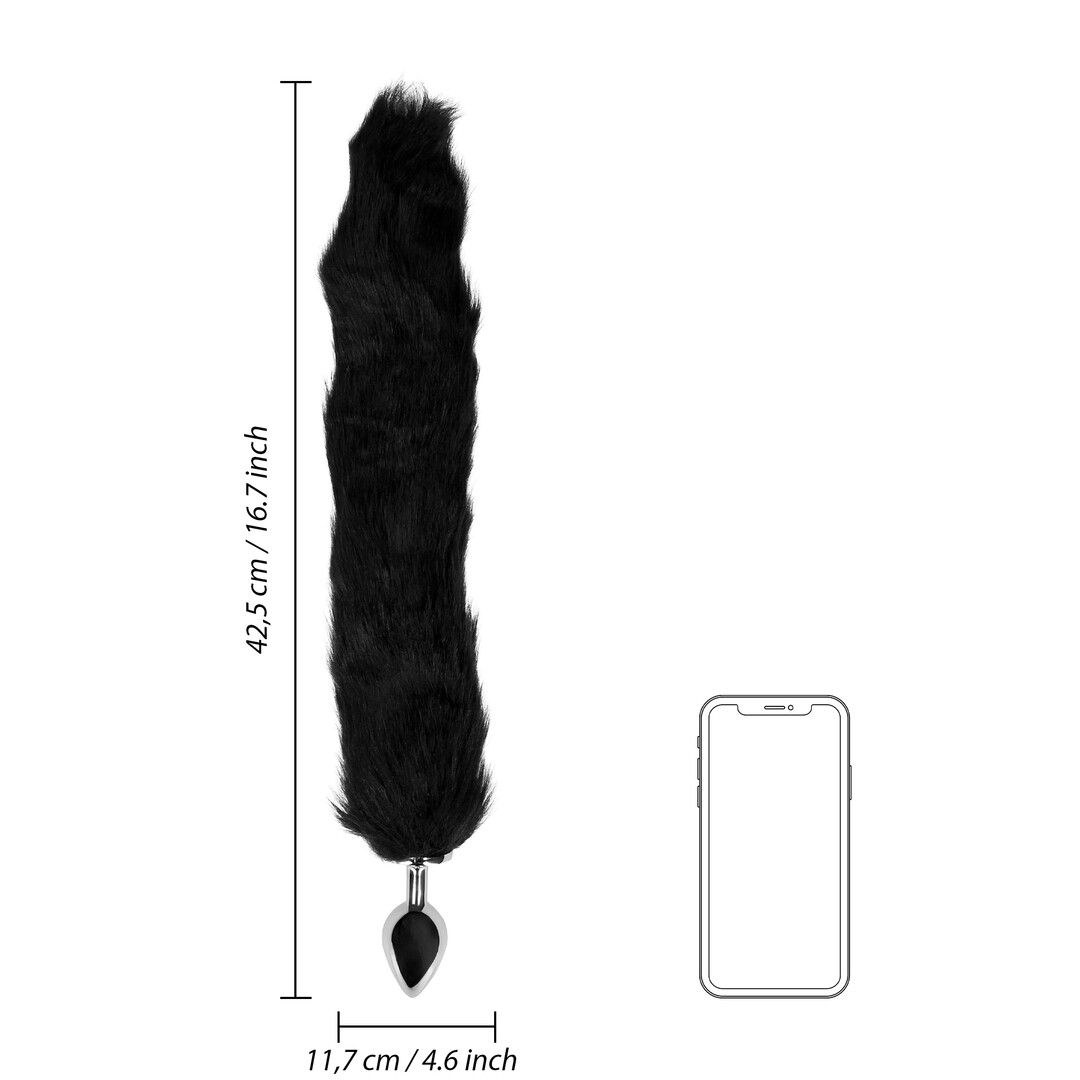 Fox Tail with Metal Butt Plug Black