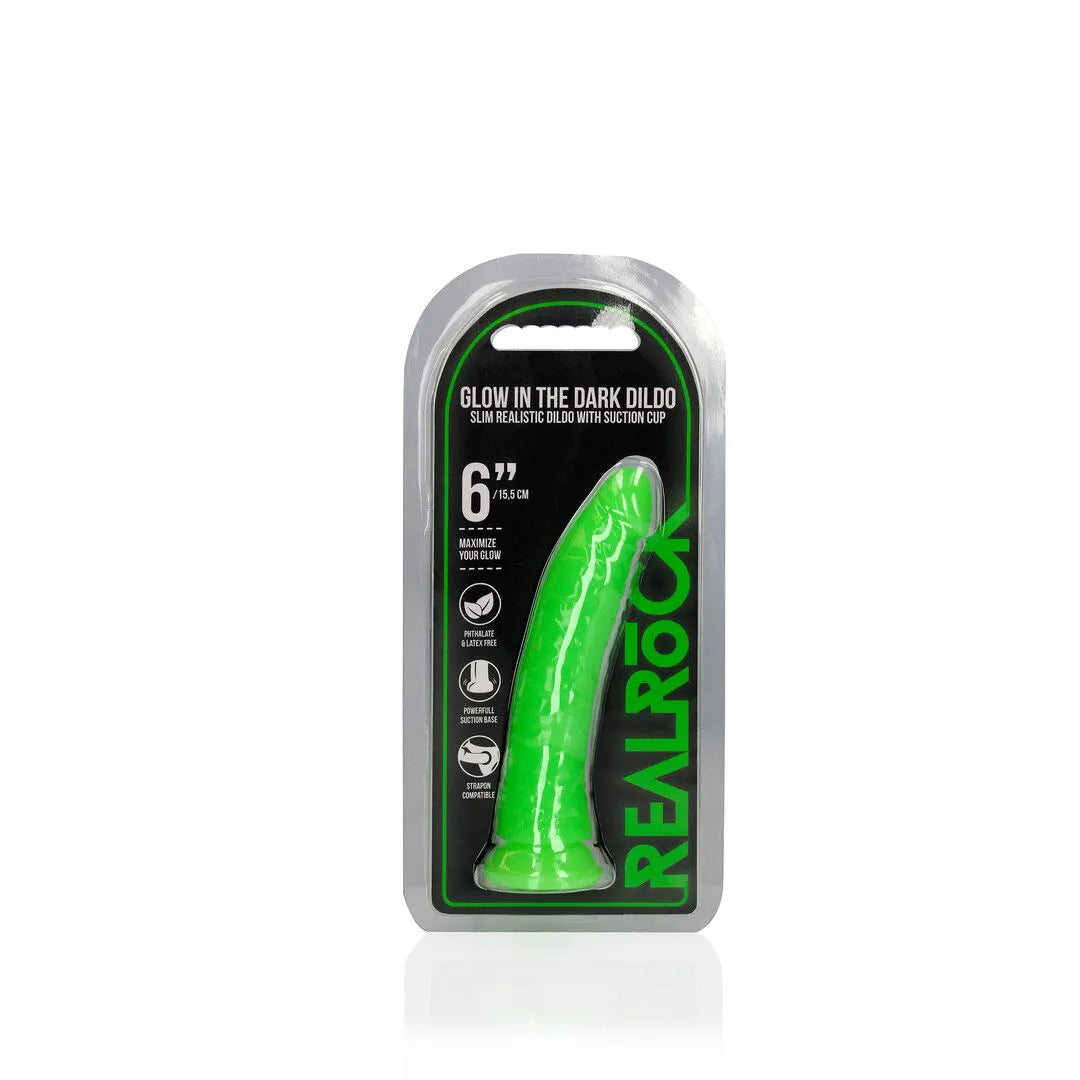 Glow-in-the-Dark Slim Realistic Dildo with Suction Cup 15,5 cm