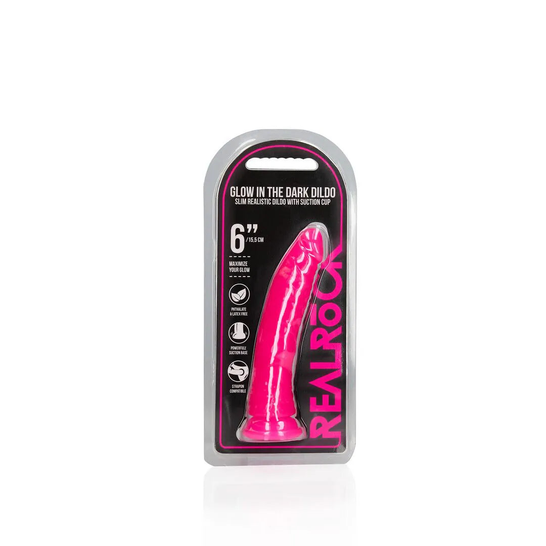 Glow-in-the-Dark Slim Realistic Dildo with Suction Cup 15,5 cm