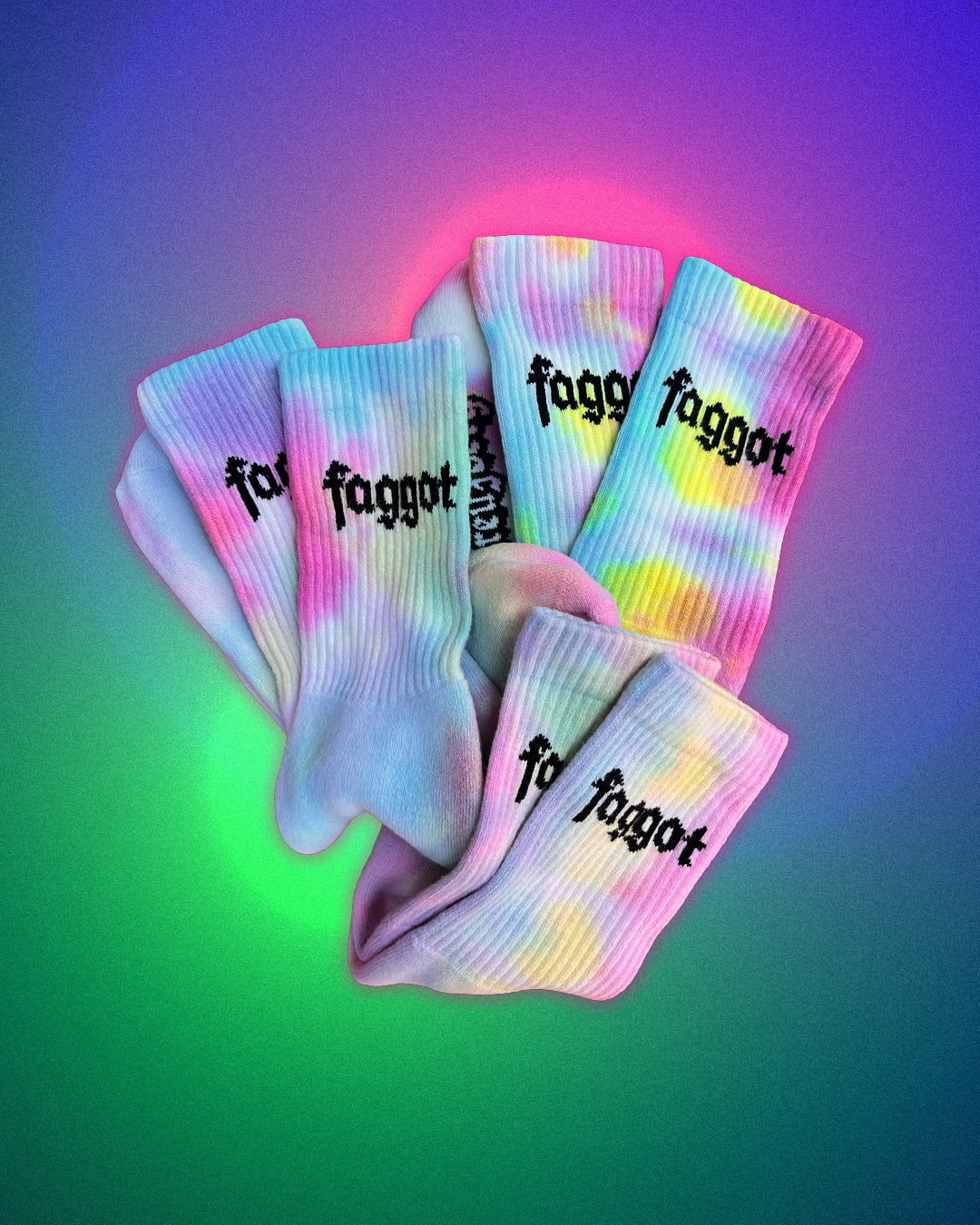 "faggot" Rainbow Tie-Dye Socks
